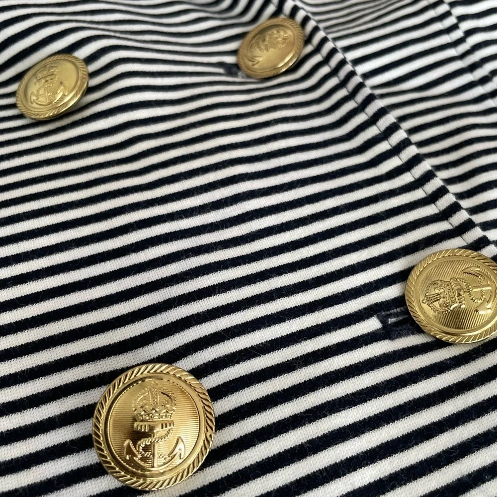 CAbi Sz S Life Jacket Navy Nautical Stripe Stretch Ponte Spring Cruise Vacation - Picture 5 of 17